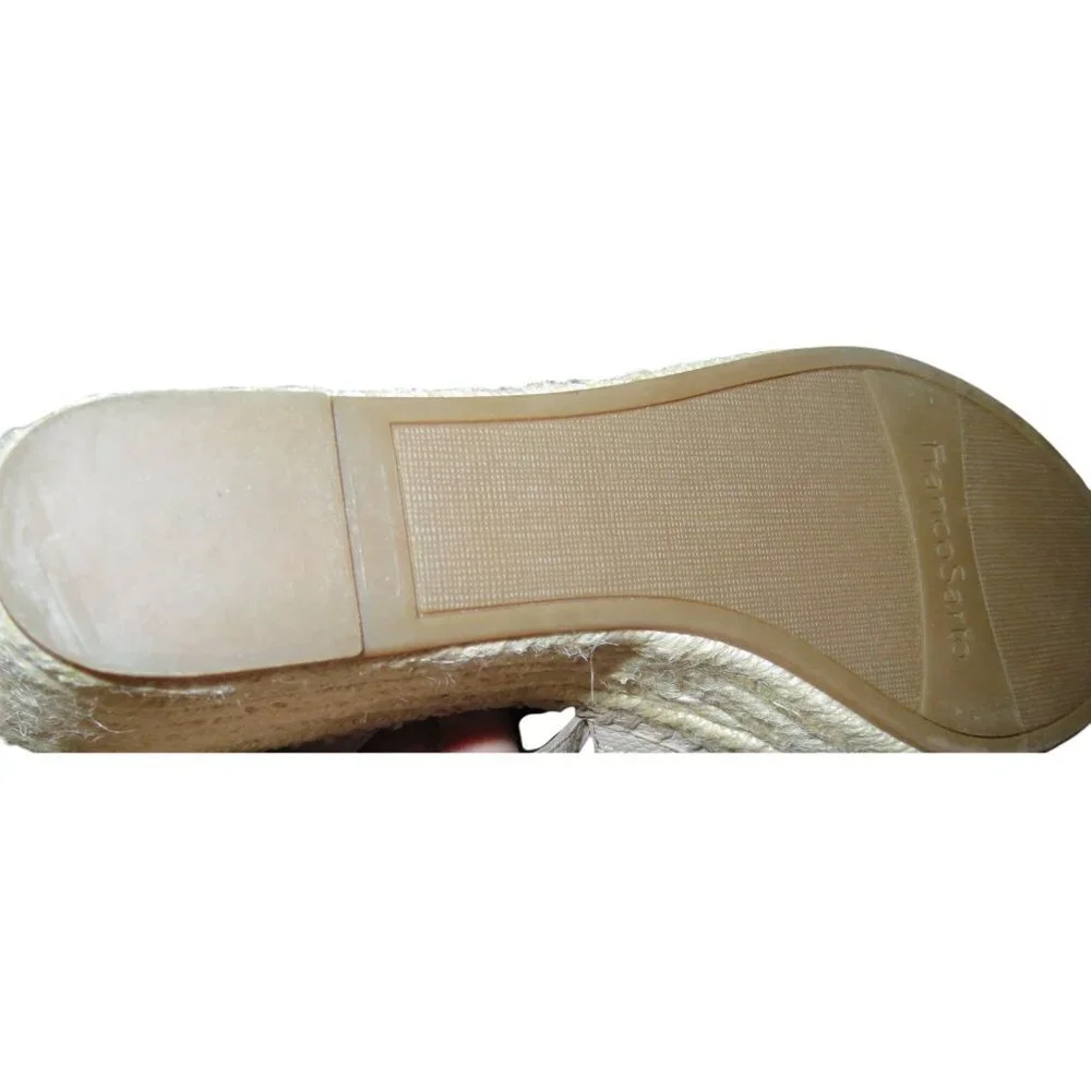 Franco Sarto Takara Tan Espadrille Leather Upper Platform Wedge Sandal sz 8.5